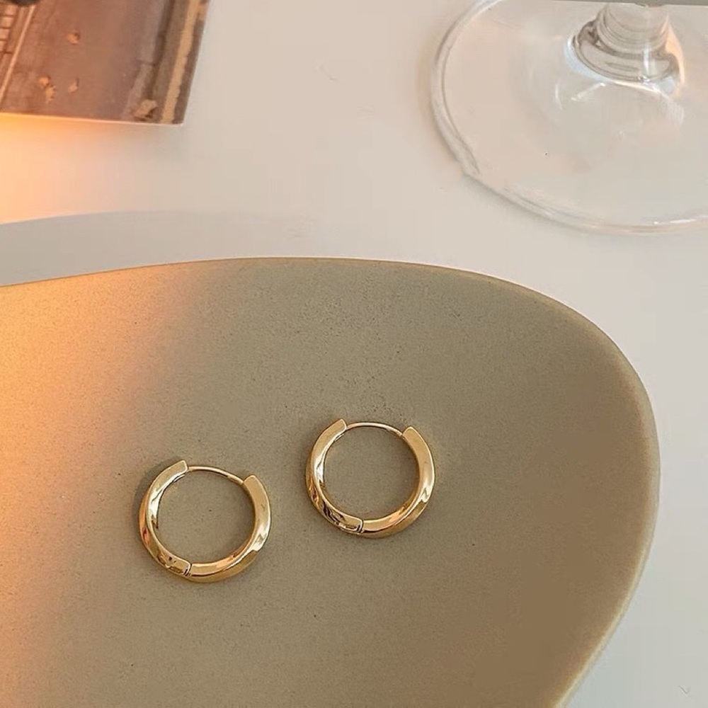 18K Gold Plated Twisted Gold Hoop Earrings for Women